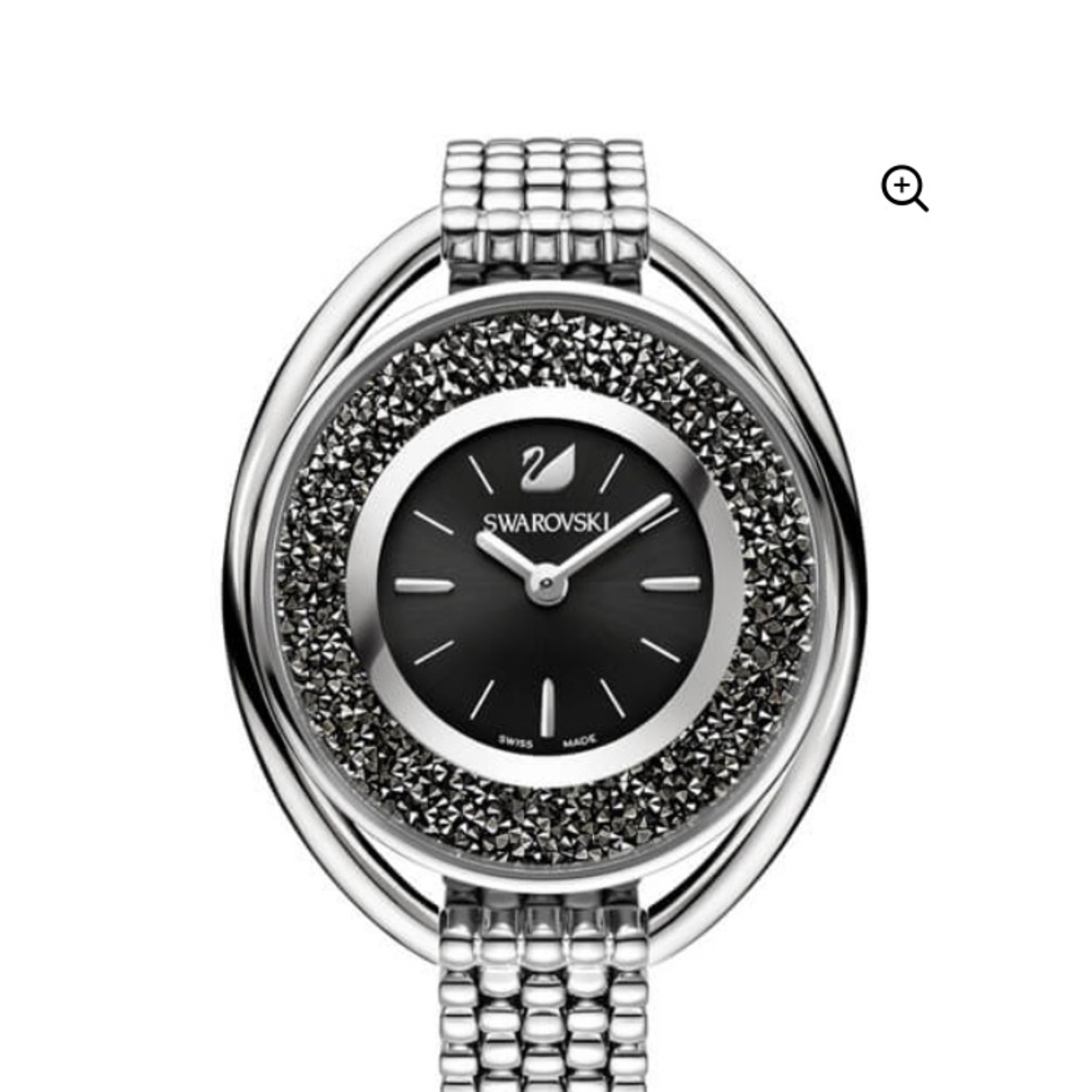 swarovski watch in silver and black crystals